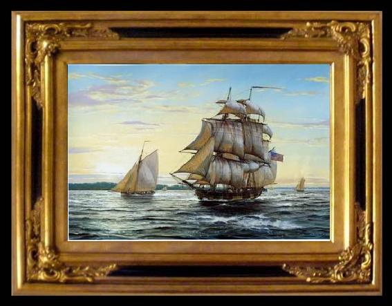 framed  unknow artist Seascape, boats, ships and warships. 65, Ta010